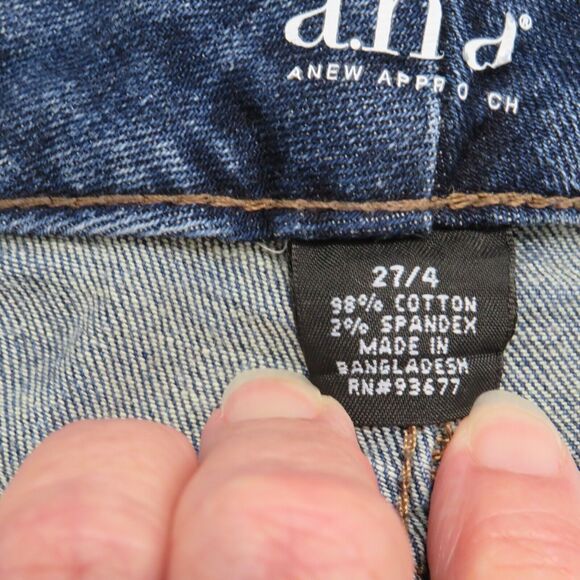 A.N.A. Cotton Blend Stretch Distressed Denim Skinny Jeans Size 27/4 Medium Wash - Picture 14 of 14